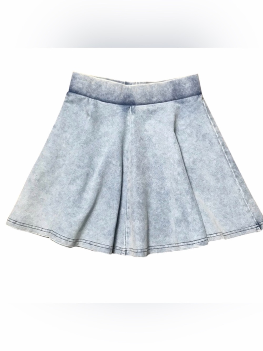 Topshop Faded Light Blue Denim-Effect Skater Skirt Sz 6 Women